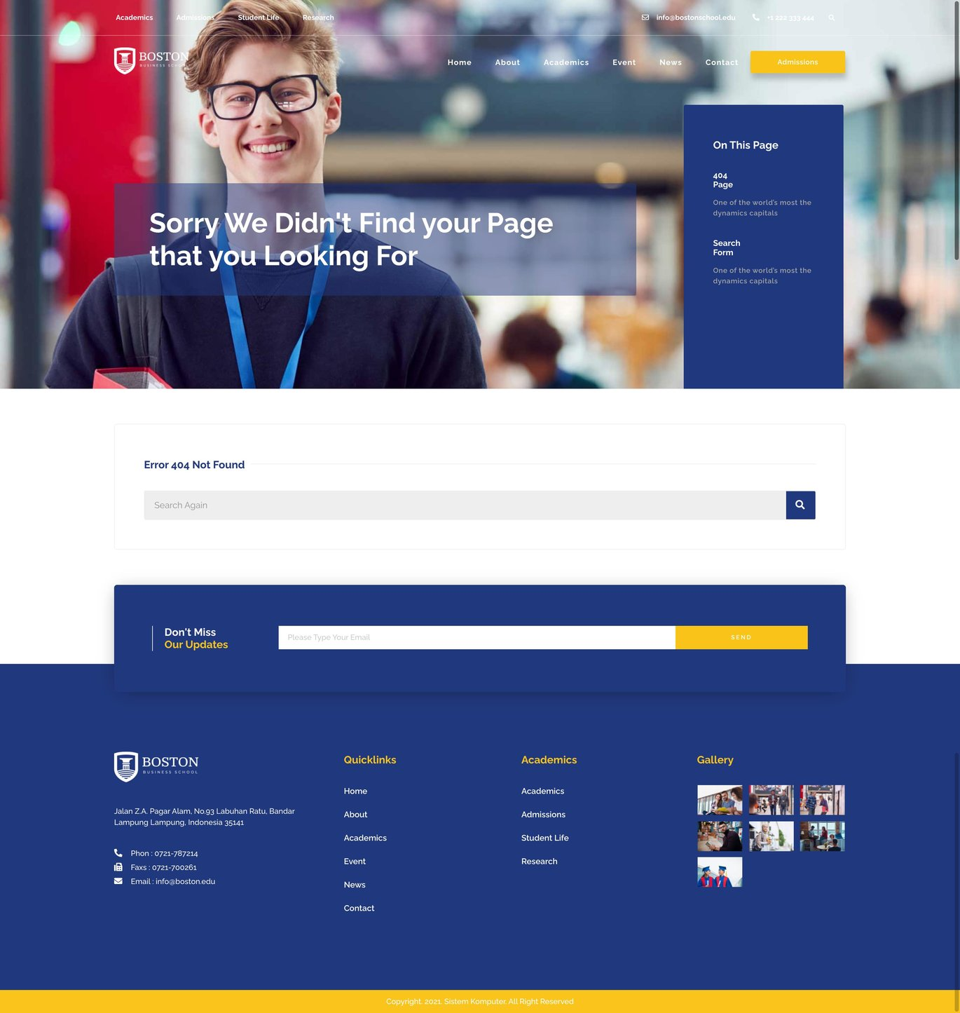 Boston - School & University Elementor Template Kit