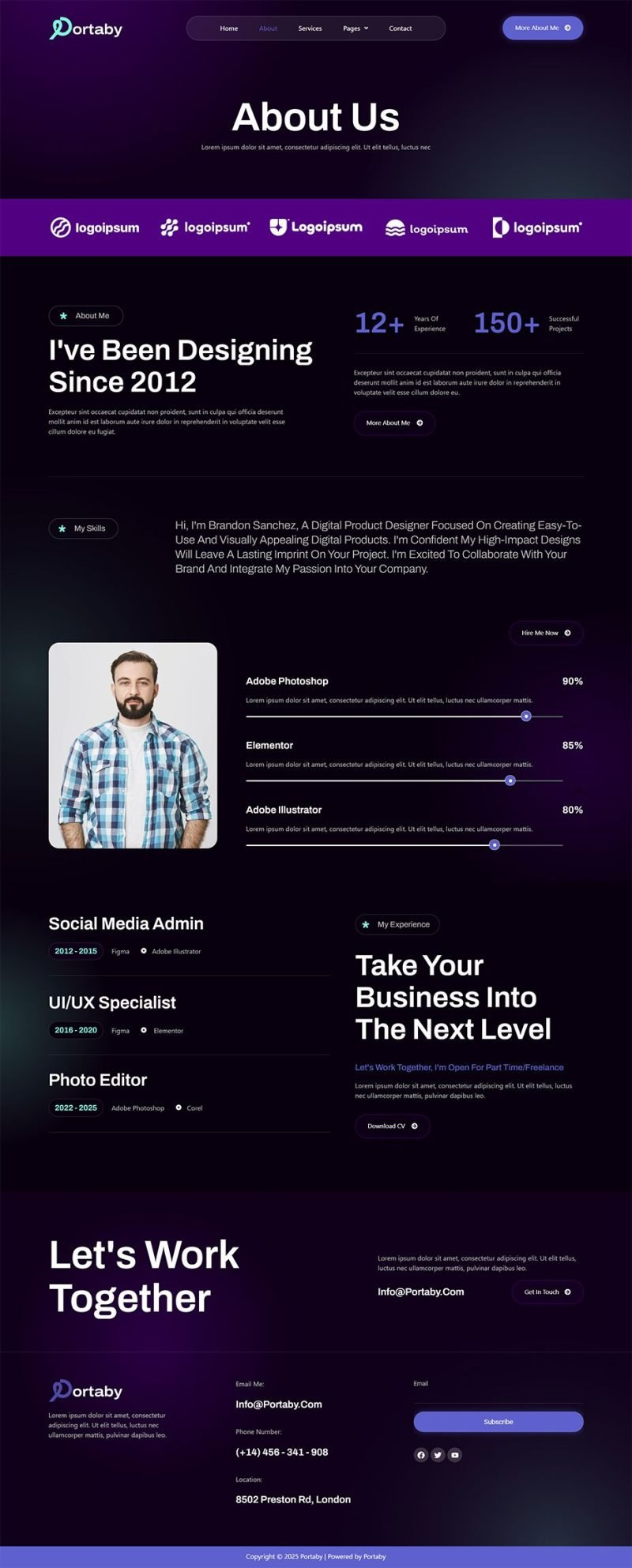 Portaby - Freelancer Personal Portofolio Elementor Template Kit